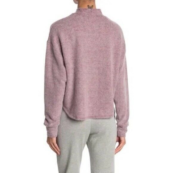 Socialite Mock Neck Pullover Top Size M Crop Brushed Wine NWT  B32 - Picture 2 of 6